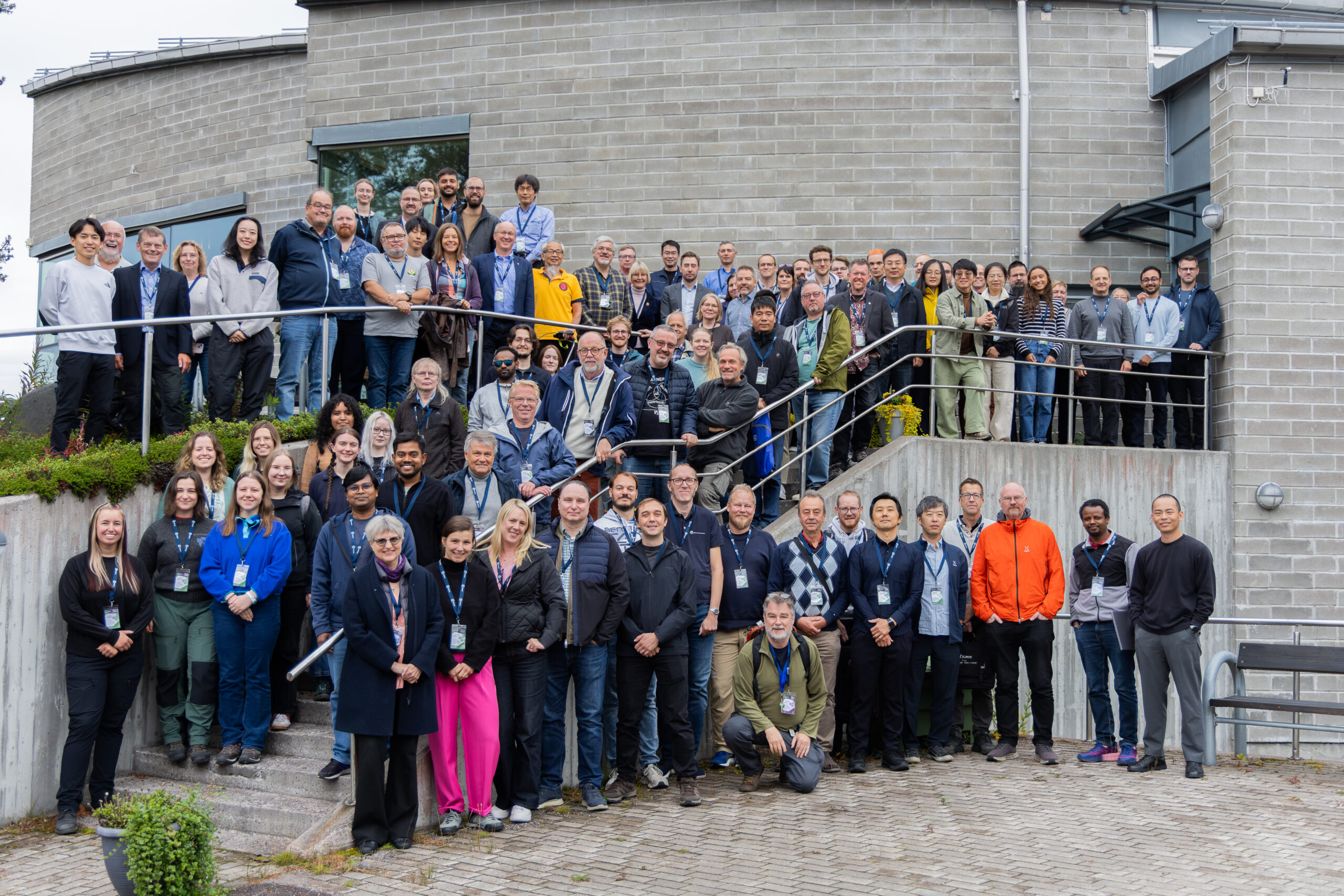 Group photo of the participants in the EISCAT Symposium 2026, standing on the stairs outside Space campus, Kiruna.